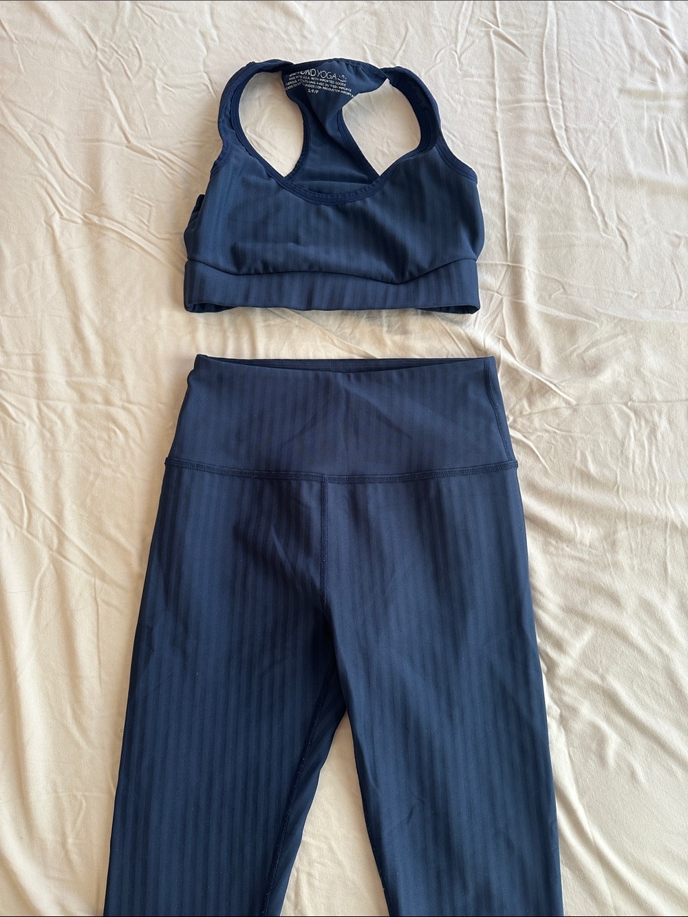 Beyond Yoga Women's Navy Sports Bra & High-Waist Leggings Set